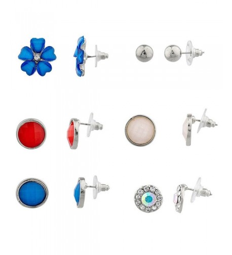 Lux Accessories Silvertone Patriotic Earring