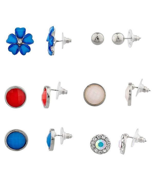 Lux Accessories Silvertone Patriotic Earring