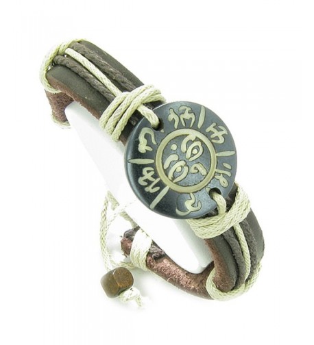 Amulet Leather Bracelet Seeing Buddha