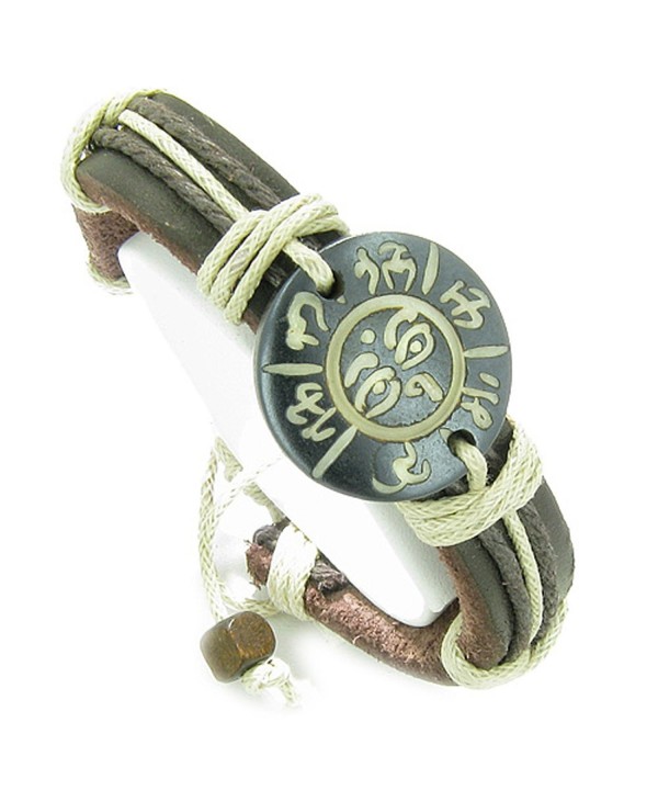 Amulet Leather Bracelet Seeing Buddha