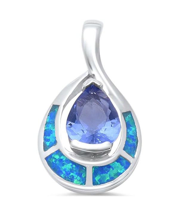 Created Simulated Tanzanite Sterling Pendant