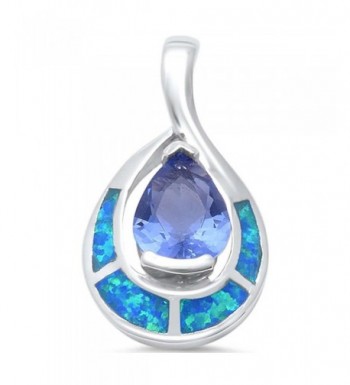 Created Simulated Tanzanite Sterling Pendant