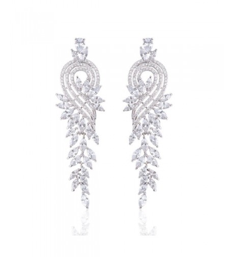 Ginasy Zirconia Earrings Tassels Platinum