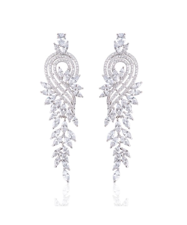 Ginasy Zirconia Earrings Tassels Platinum