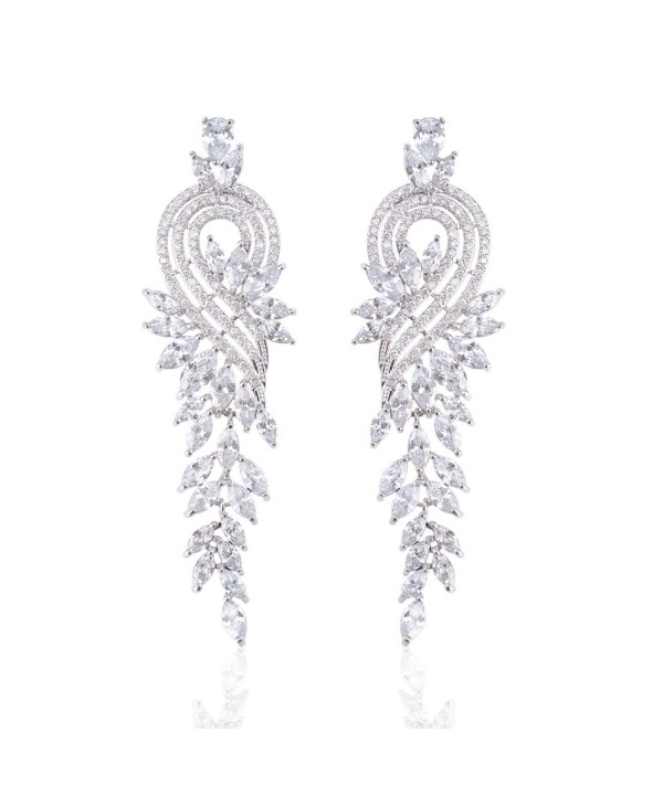 Ginasy Zirconia Earrings Tassels Platinum