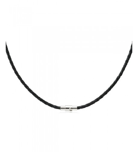 Black Braided Leather Necklace Magnetic