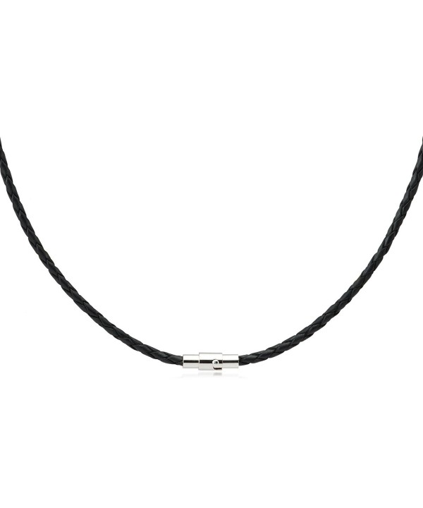 Black Braided Leather Necklace Magnetic