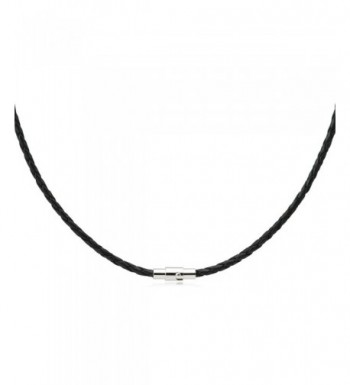 Black Braided Leather Necklace Magnetic