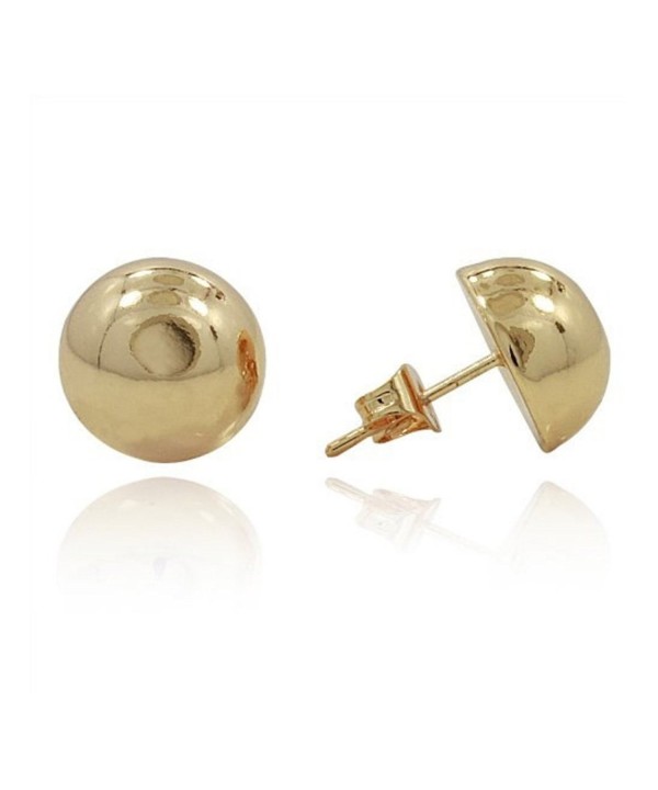 Button Earring Yellow Plated Sterling