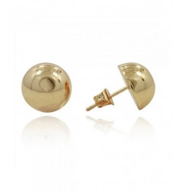 Button Earring Yellow Plated Sterling