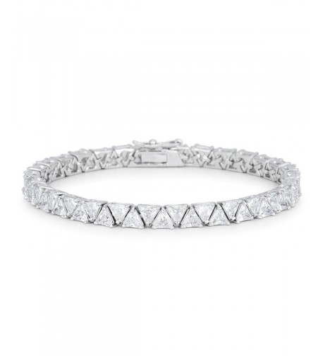 Genuine Rhodium Trillion Zirconia Bracelet