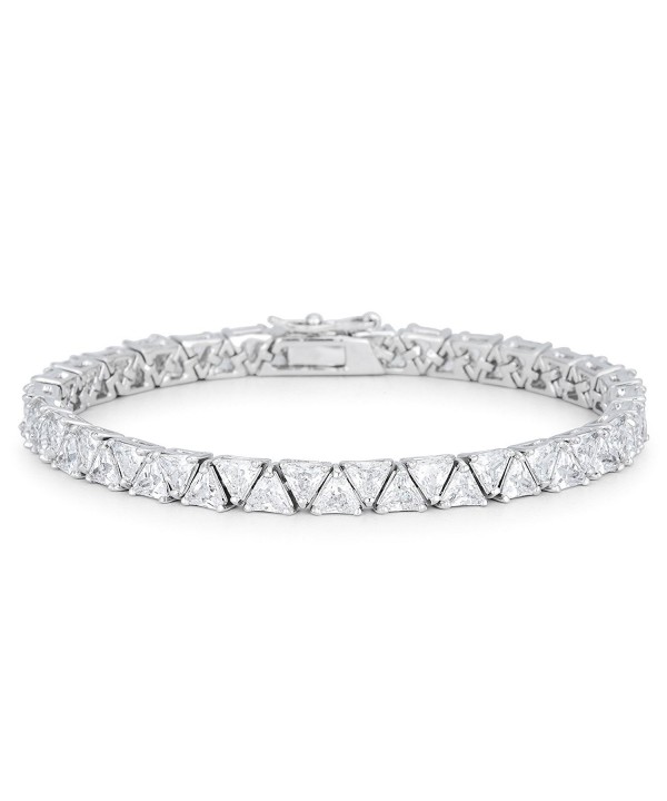 Genuine Rhodium Trillion Zirconia Bracelet