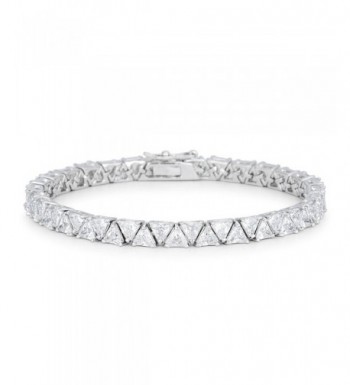 Genuine Rhodium Trillion Zirconia Bracelet