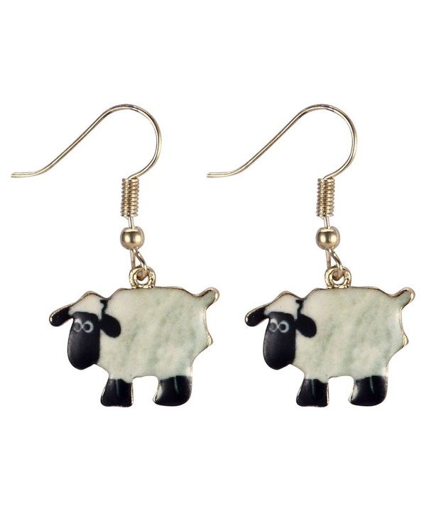 Drop Earring Sheep White Alloy