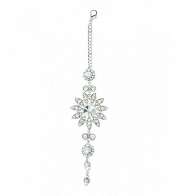 Rhinestone Floral Designed Necklace Silver Tone