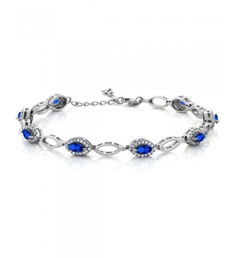 Marquise Simulated Sapphire Sterling Bracelet