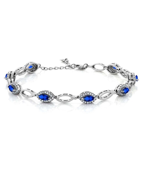 Marquise Simulated Sapphire Sterling Bracelet