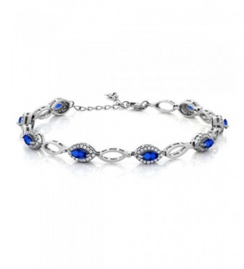 Marquise Simulated Sapphire Sterling Bracelet