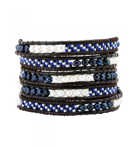 Freshwater Cultured Beaded Leather Bracelet