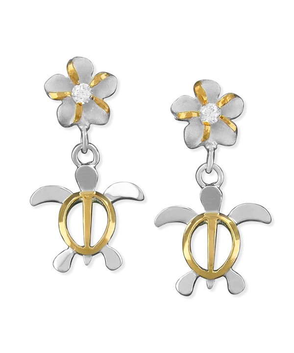 Sterling Silver Accents Plumeria Earrings