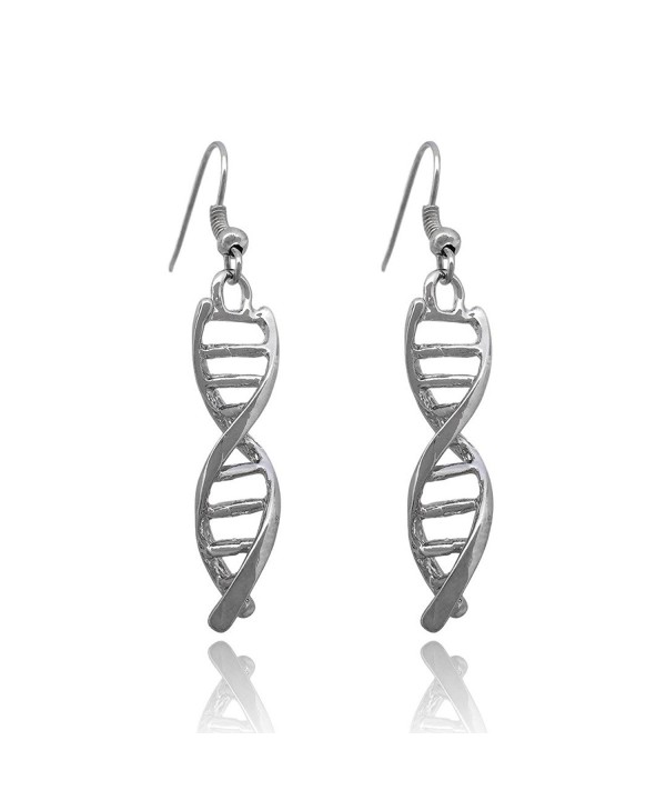 DNA Double Helix Earrings Silver