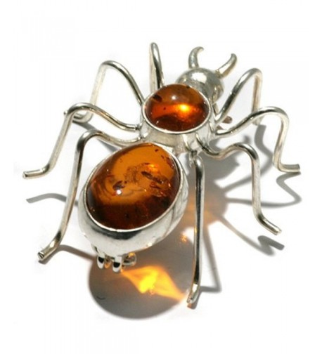 Honey Amber Sterling Silver Spider