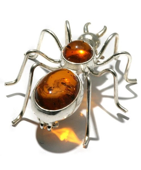 Honey Amber Sterling Silver Spider