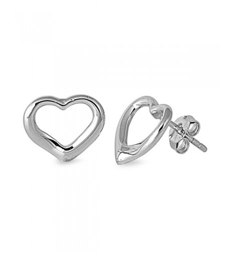 Sterling Silver Hollow Heart Earrings