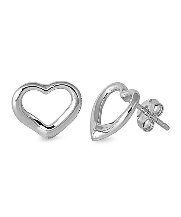 Sterling Silver Hollow Heart Earrings