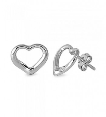 Sterling Silver Hollow Heart Earrings