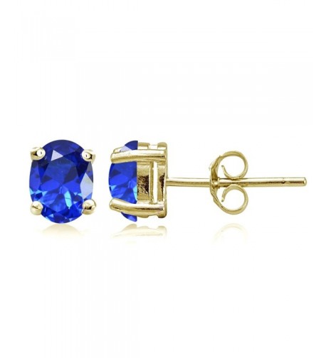 Flashed Sterling Simulated Sapphire Earrings