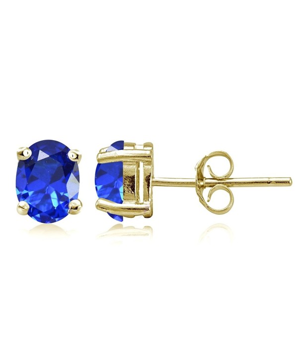 Flashed Sterling Simulated Sapphire Earrings