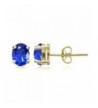 Flashed Sterling Simulated Sapphire Earrings