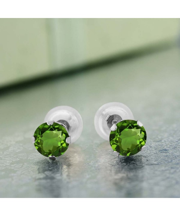 GemStoneKing Fashion Earrings Diopside 4 prong