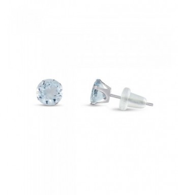 Round Simulated Aquamarine Earrings Birthstone