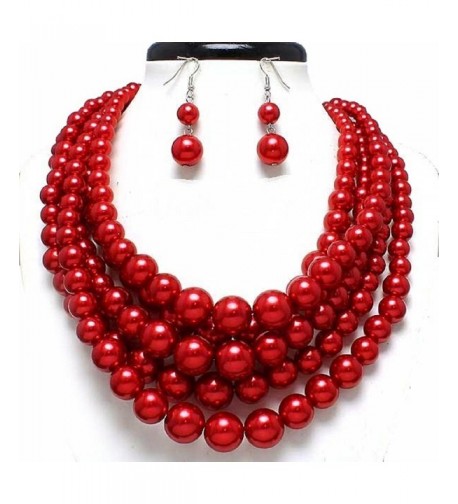 Statement Layered Strands Simulated Pearl Necklace