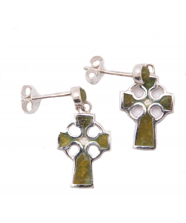 Celtic Cross Earrings Connemara Marble