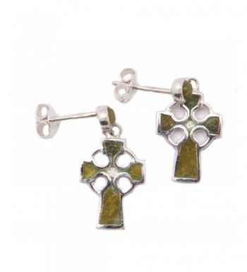 Celtic Cross Earrings Connemara Marble