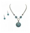 Silvertone Simulated Turquoise Pendant Necklace