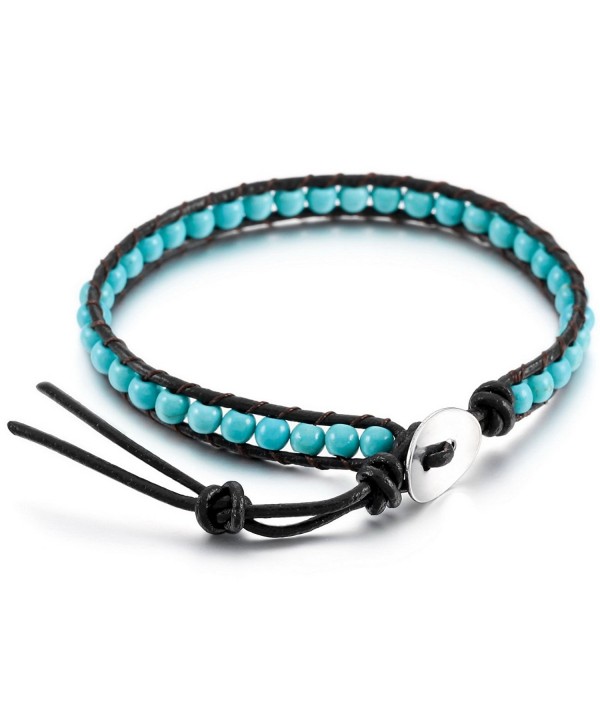 MOWOM Bracelet Simulated Turquoise Adjustable