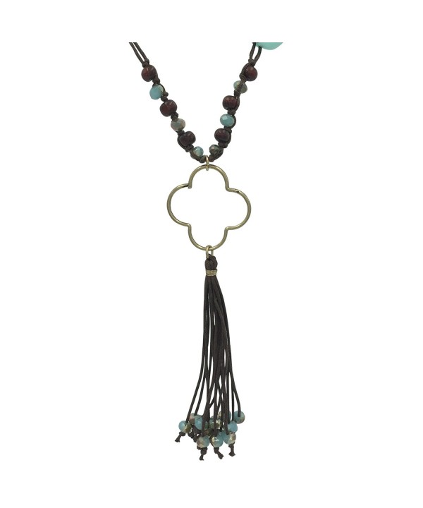 Tassel Fringe Silver Clover Necklace