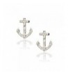 Silver Crystal Anchor Post Earrings