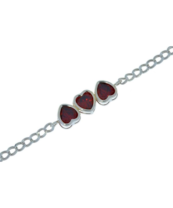 Garnet Bracelet Sterling Silver Rhodium