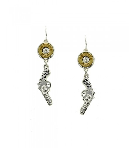 Antiqued Silver Revolver Pistol Earrings