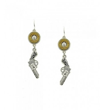 Antiqued Silver Revolver Pistol Earrings