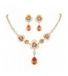 EVER FAITH Gold Tone Necklace Topaz Color