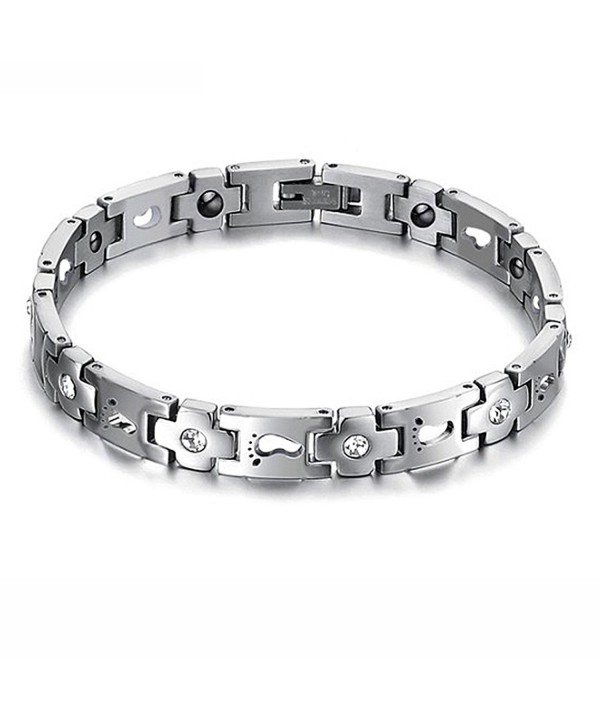 Titanium Footprints Magnetic Therapy Bracelet