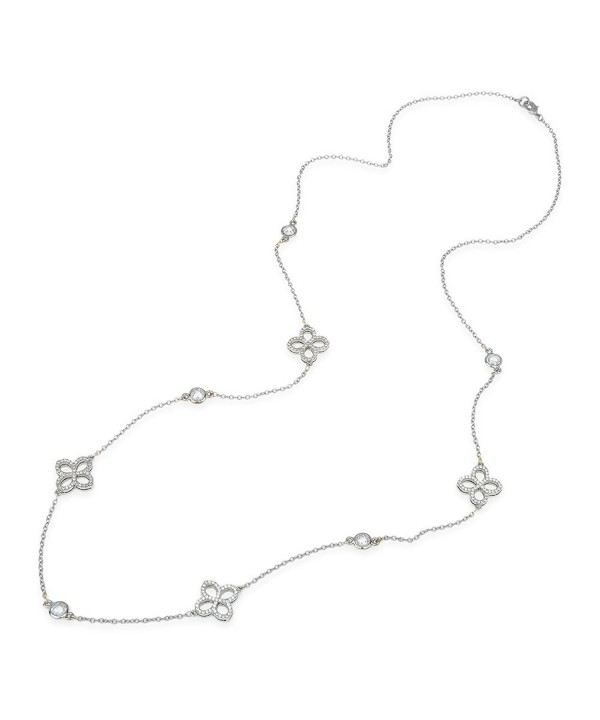 Flower Charm Strand Necklace Silver