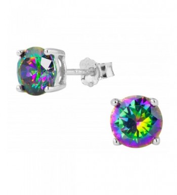 Sterling Silver Round Rainbow Earrings