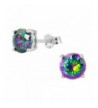 Sterling Silver Round Rainbow Earrings